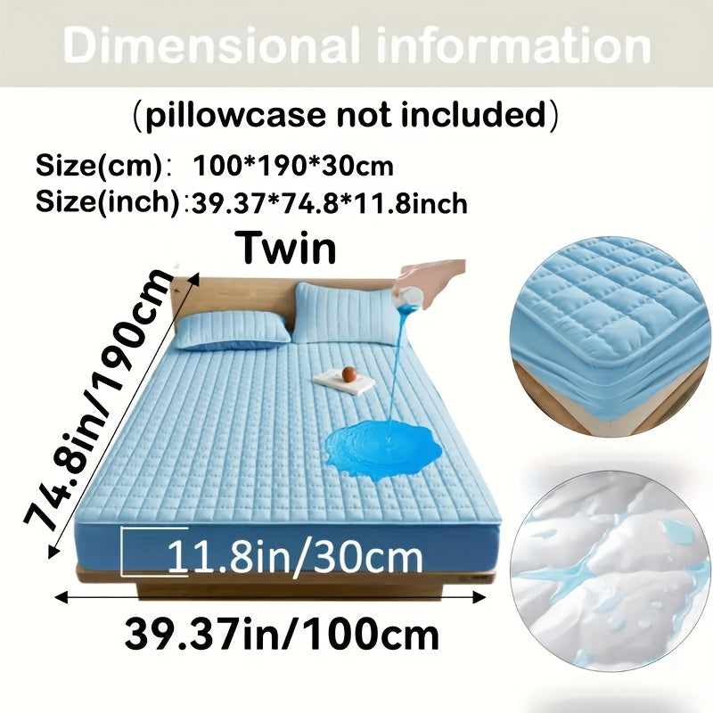 1pc Cooling Waterproof Mattress Protector - Deep Pocket (9-15"), Cooling Technology, Fits Most Mattresses - Machine Washable Bedspread Alternative - Ideal for Home, Hotels, Guest Rooms - Available in White, Light Blue, Navy,