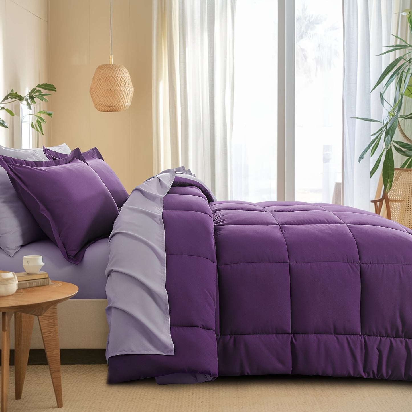 7pcs Ultra-Soft Bed In A Bag, Down Alternative Bedding Sets with All Season Quilted Comforter, Flat Sheet, Fitted Sheet, Pillowcases - Gifts for The Family And Friends, RUIKASI, Machine Washable, Polyester 100, Acrylic 15, Sa