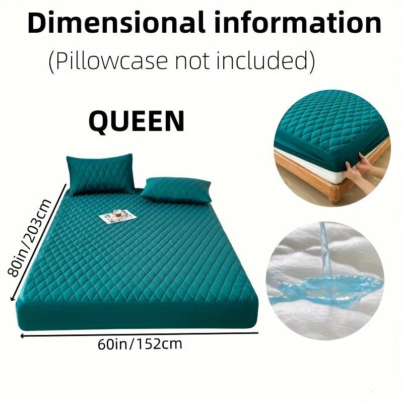 Waterproof Mattress Protector - Super Soft Quilted Polyester, Gray Satin Finish, Elastic Fit with Button Snap Closure, Machine Washable for Home & Hotel Use (Pillowcases Not Included), Comfortable Sleeping, Elegant Bedroom St