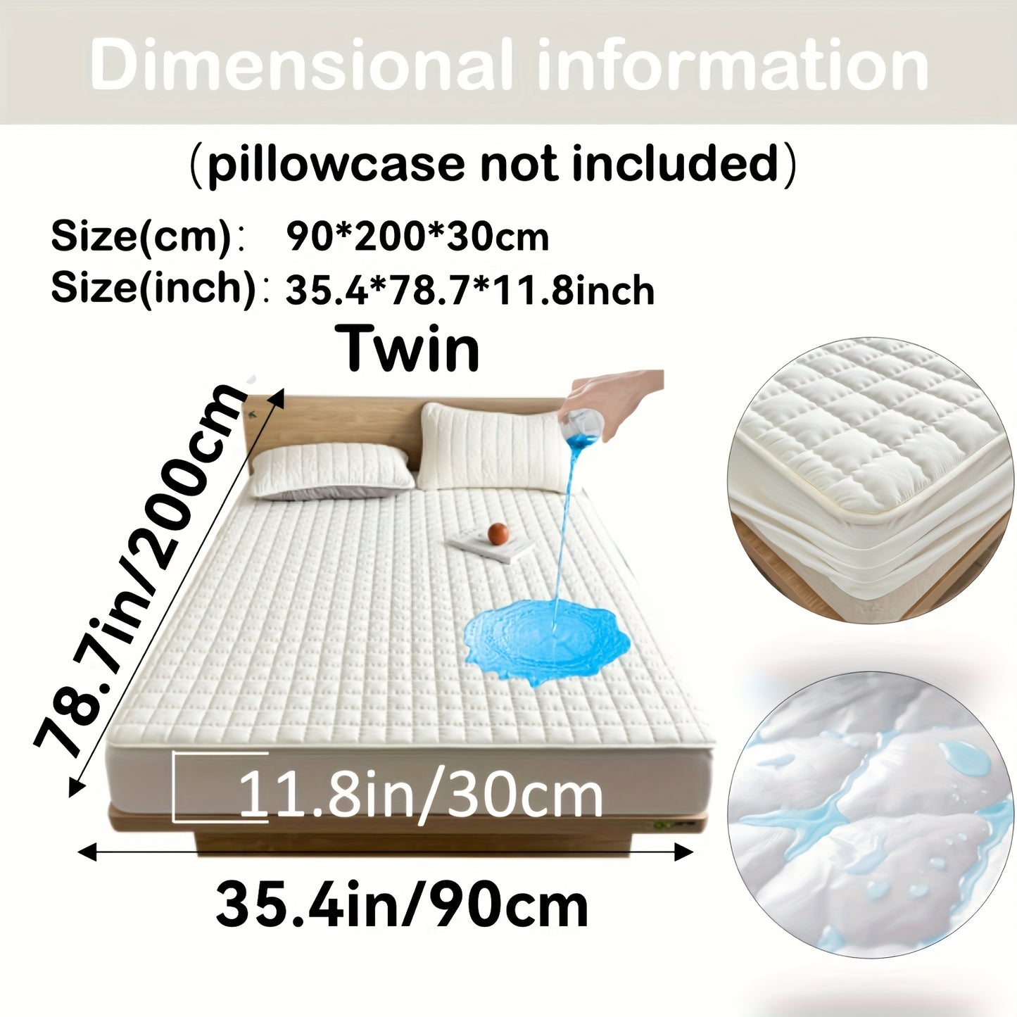 1pc Cooling Waterproof Mattress Protector, Cool And Comfortable, Layered Fitted Sheet, Solid Color Bedding Design, Can Be Used As A Separate Bedspread, 9-15 Inches Deep Pocket, Reusable Nursing Pads, Ideal for Bedroom, Guest