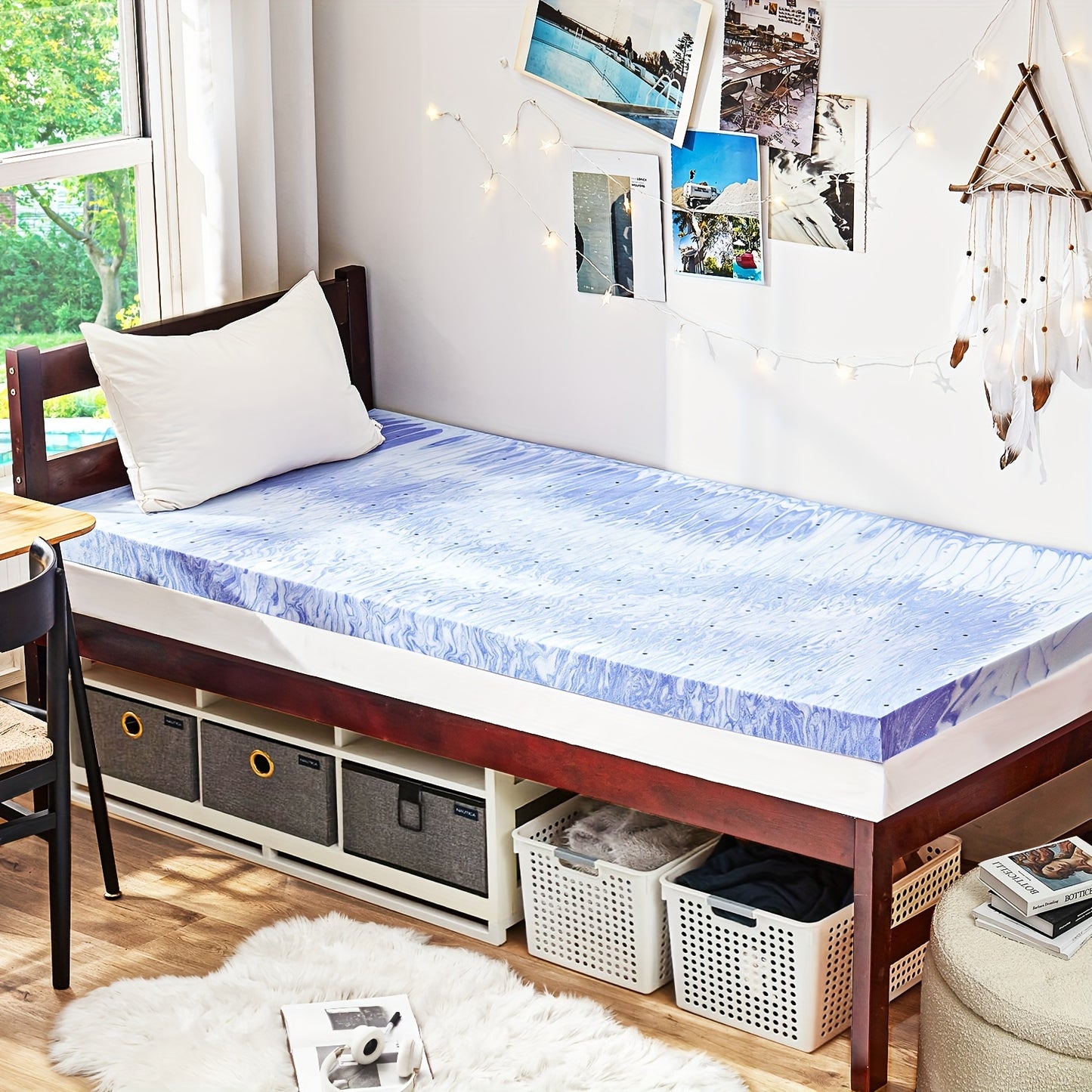 2/3/4 Inch Ventilated Design Mattress Topper, Cooling Gel Infused Swirl Foam Pad For Enhanced Deep Sleep, Bed Topper For Body Support, Christmas Gift