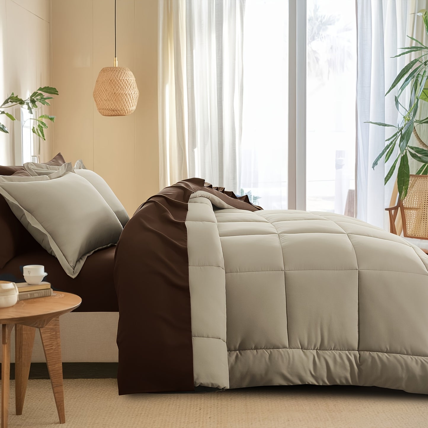 7pcs Ultra-Soft Bed In A Bag, Down Alternative Bedding Sets with All Season Quilted Comforter, Flat Sheet, Fitted Sheet, Pillowcases - Gifts for The Family And Friends, RUIKASI, Machine Washable, Polyester 100, Acrylic 15, Sa