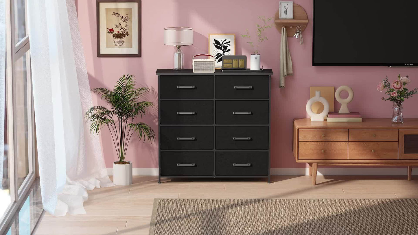 5/8/9 Fabric Drawers Dresser For Bedroom, Storage Drawers, Chest Organizer Units With Wooden And Steel Frame Top For Bedroom, Living Room, Closet, Living Room, Entryway, Black/Grey/Nature
