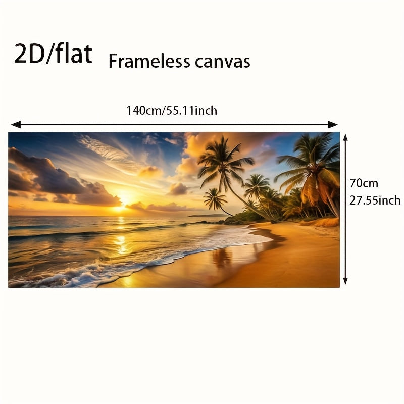 2D/flat 1pc 27.55inch*55.11in/70cm*140cm Frameless Modern The Golden Sunset Canvas Poster for Bedroom and Living Room Decoration Cuadros No Frame
