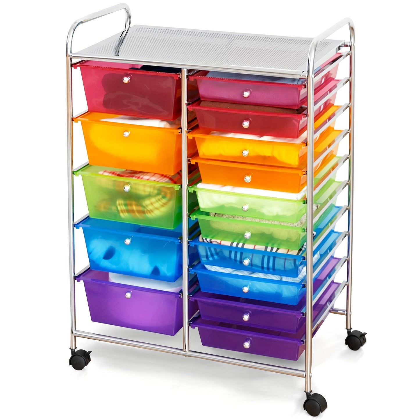 Costway 15 Drawer Rolling Storage Cart Tools Scrapbook Paper Office School Organizer