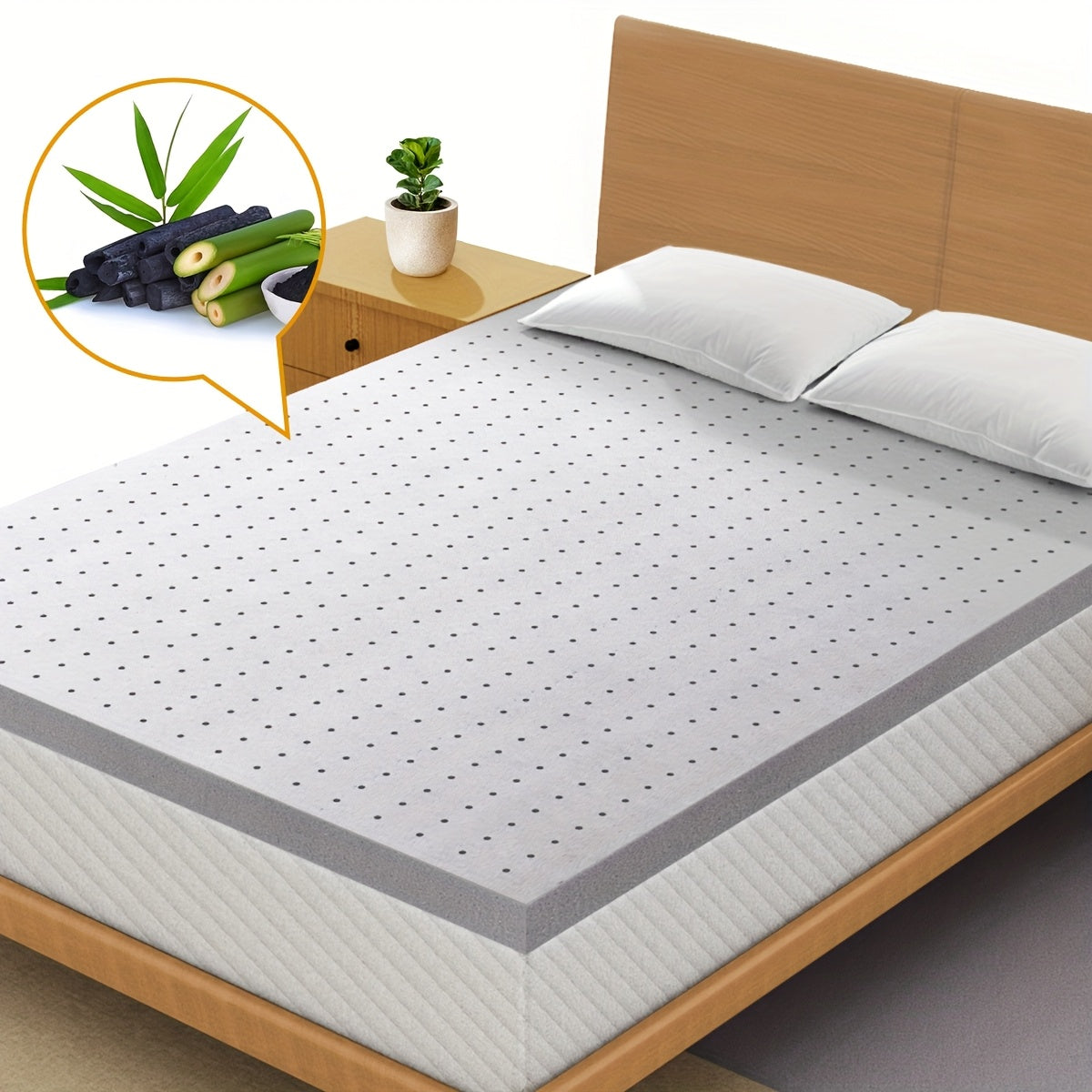 Bamboo Charcoal-Infused Extra Soft Memory Foam Mattress Topper, Exceptional Breathability & Comfort, Supportive Pad, Bedroom Furniture, Furniture For Home