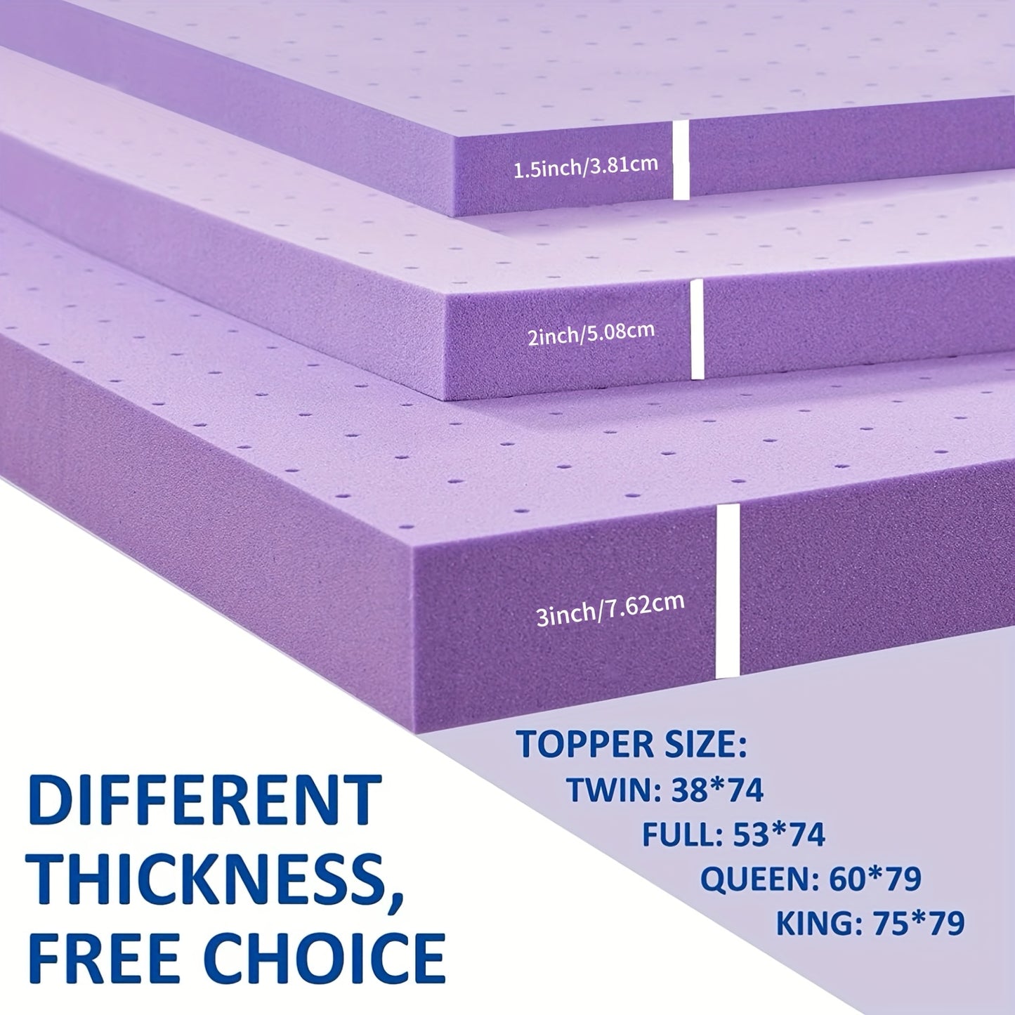 2 Inch Gel Memory Foam Mattress Topper Ventilated Soft, Breathable Bed Topper, Twin Size