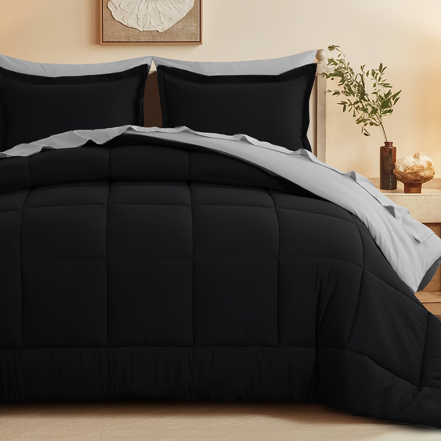 7pcs Ultra-Soft Bed In A Bag, Down Alternative Bedding Sets with All Season Quilted Comforter, Flat Sheet, Fitted Sheet, Pillowcases - Gifts for The Family And Friends, RUIKASI, Machine Washable, Polyester 100, Acrylic 15, Sa