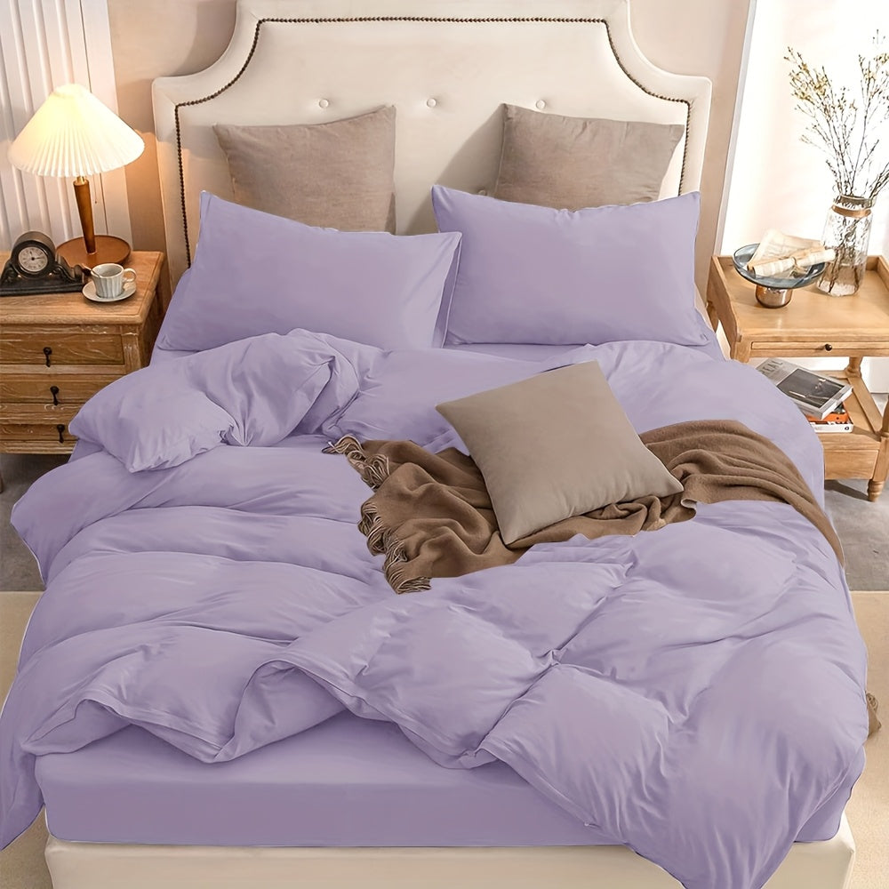 3pcs Jersey Duvet Cover Set, T-Shirt Soft Comfy Bedding Set With Zipper Closure, Sanded, Breathable, All-Season, Includes 1 Duvet Cover & 2 Pillow Shams, Cozy Bedding For Bedroom Or Guest Room, Gifts For The Family, Without C