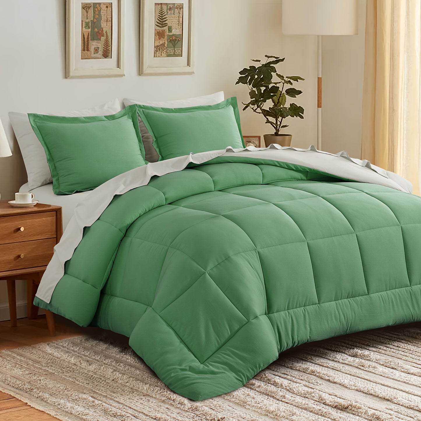 7pcs Ultra-Soft Bed In A Bag, Down Alternative Bedding Sets with All Season Quilted Comforter, Flat Sheet, Fitted Sheet, Pillowcases - Gifts for The Family And Friends, RUIKASI, Machine Washable, Polyester 100, Acrylic 15, Sa