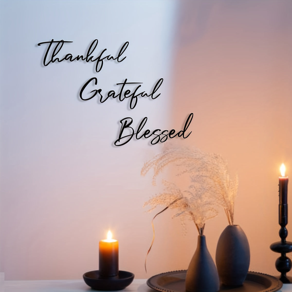 3pc Grateful Metal Wall Art - Represent Sign With Minimal Line Art Design - Restroom Decor For Guest WC With No Feathers Bathroom, Kitchen, Bedroom, Living Room Decor