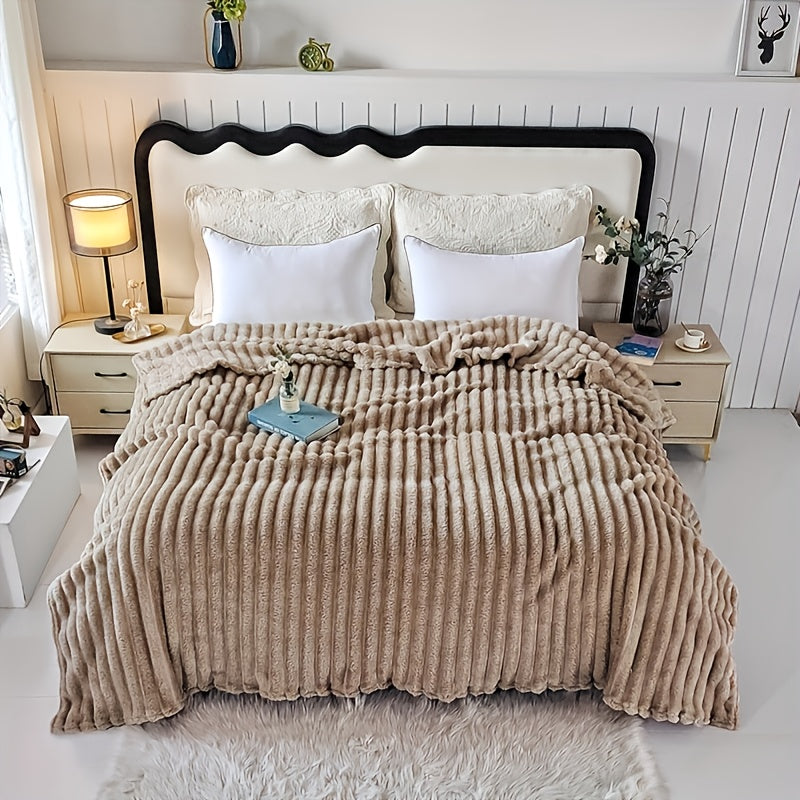 Luxury Faux Rabbit Fur & Sherpa Throw Blanket - Ultra Soft Double-Sided 380GSM Weighted Blanket for Bedroom, Living Room & Camping, Machine Washable All-Season Heating Cover with Gift Box, Hypoallergenic Cozy Home Decor for A