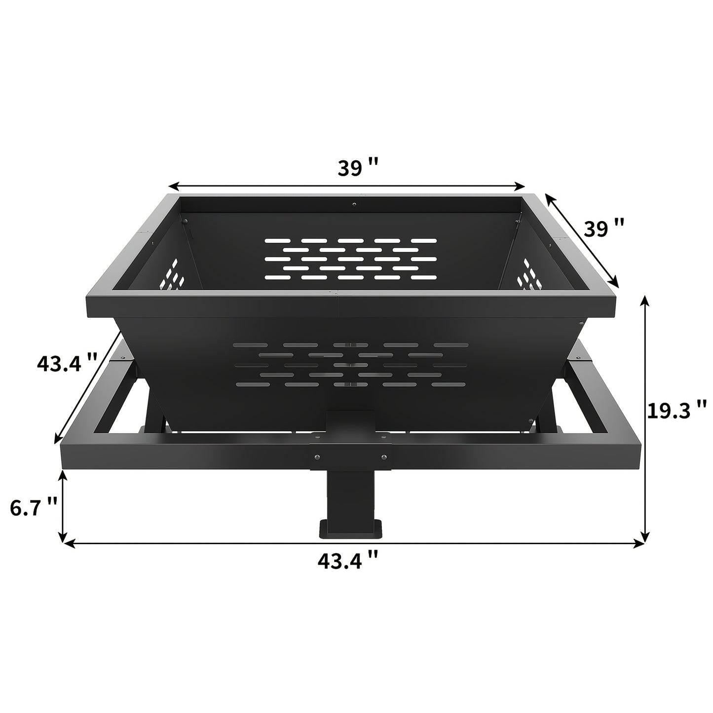 Extra-Large 42" Square Fire Pit with Storage Pocket - Durable Iron, Wood Burning for Camping, Backyard & Patio - Perfect for Christmas, Valentine's, Thanksgiving, New Year, Independence Day