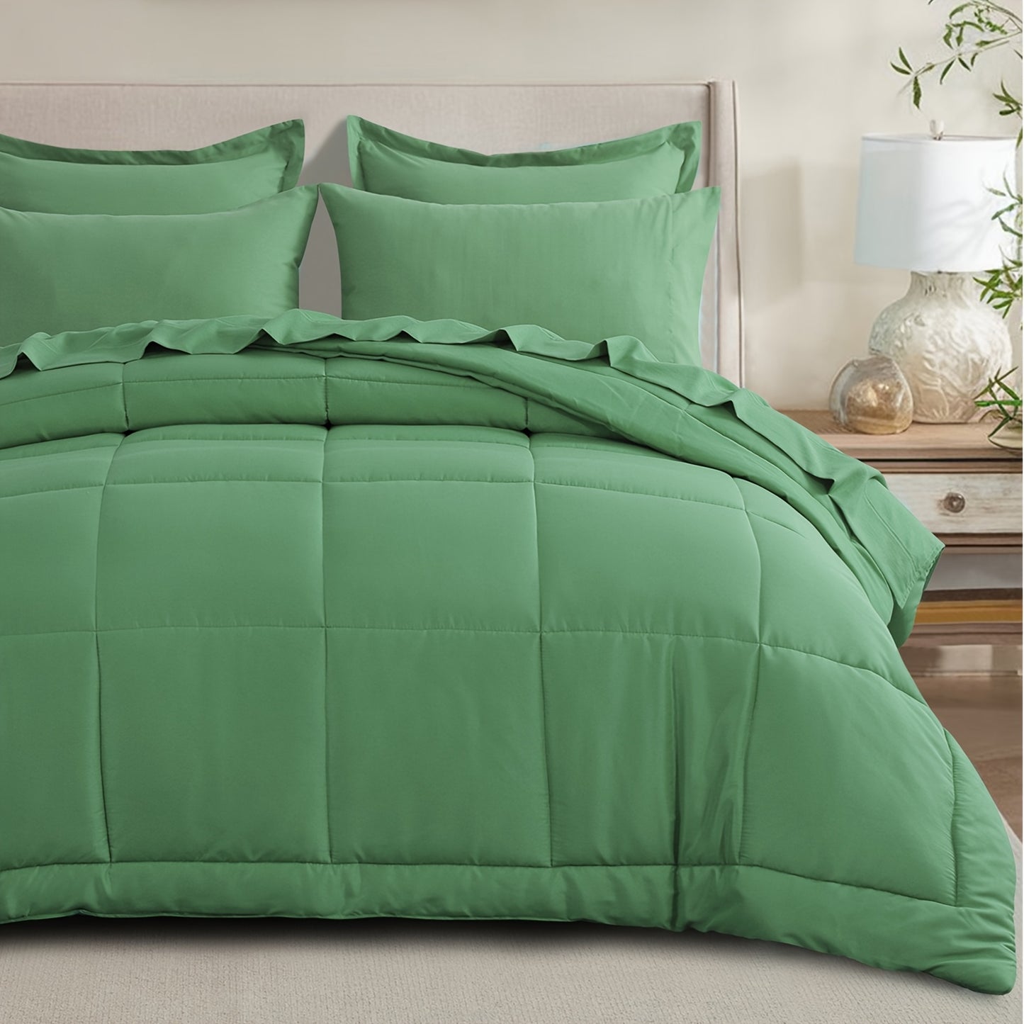 7pcs Ultra-Soft Bed In A Bag, Down Alternative Bedding Sets with All Season Quilted Comforter, Flat Sheet, Fitted Sheet, Pillowcases - Gifts for The Family And Friends, RUIKASI, Machine Washable, Polyester 100, Acrylic 15, Sa