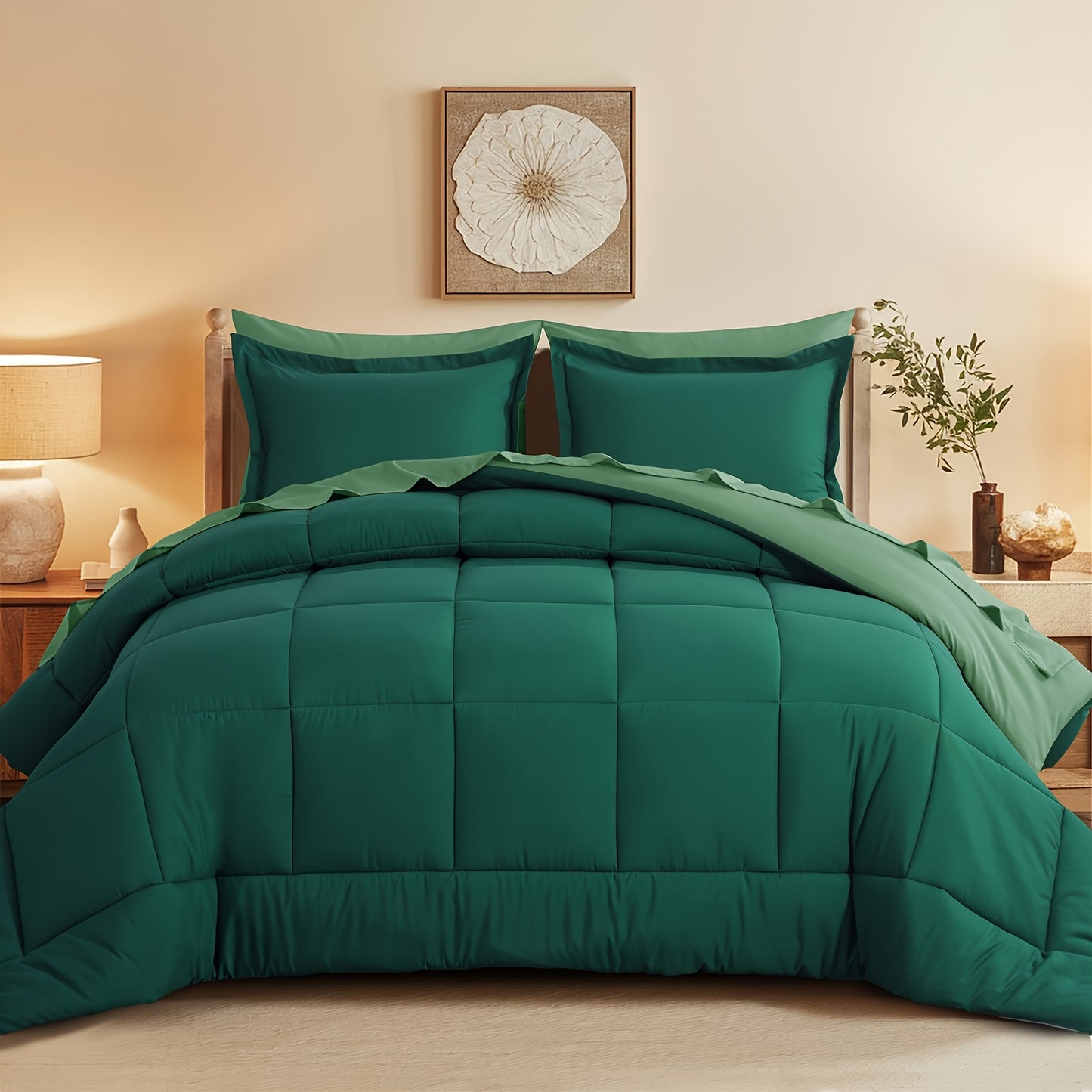7pcs Ultra-Soft Bed In A Bag, Down Alternative Bedding Sets with All Season Quilted Comforter, Flat Sheet, Fitted Sheet, Pillowcases - Gifts for The Family And Friends, RUIKASI, Machine Washable, Polyester 100, Acrylic 15, Sa