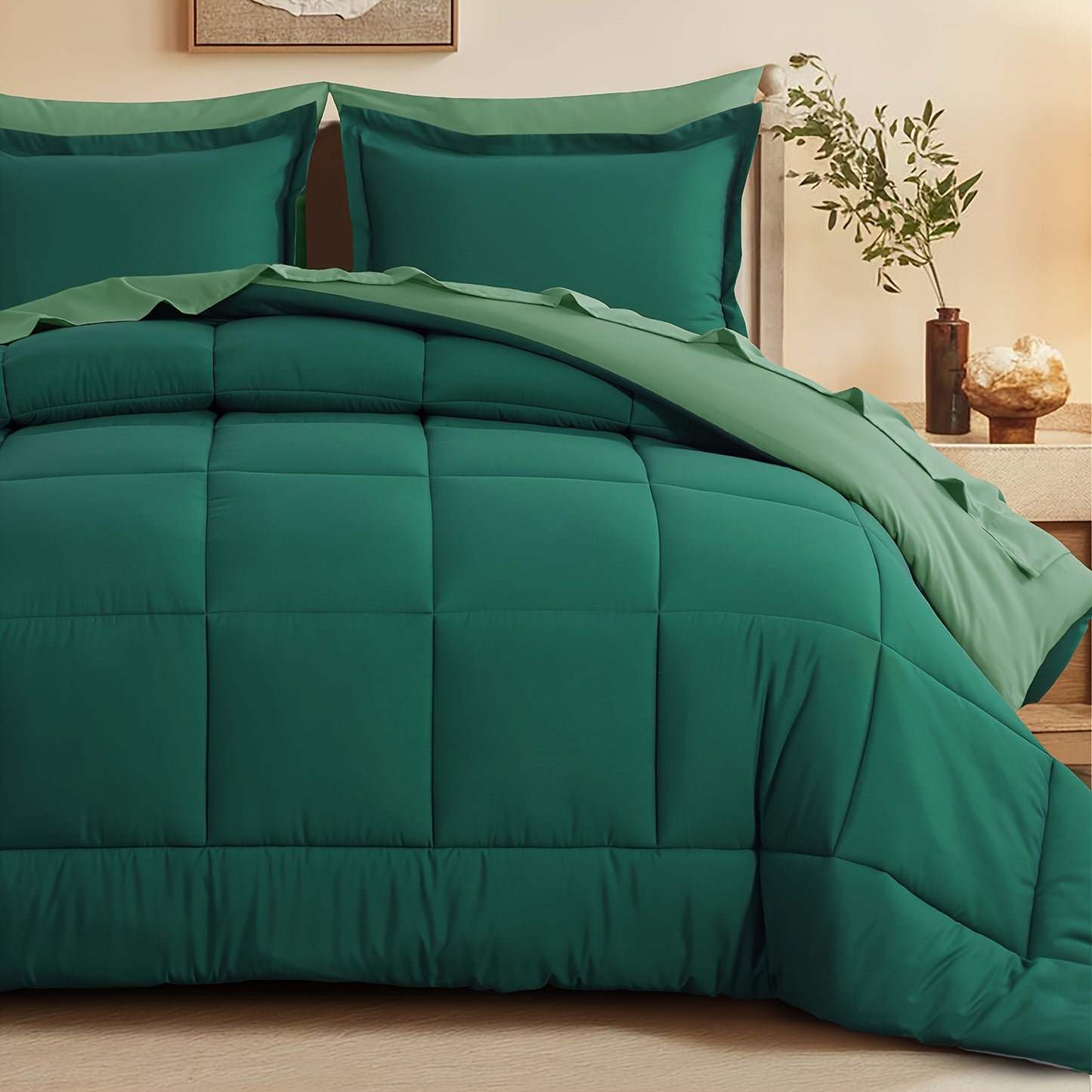 7pcs Ultra-Soft Bed In A Bag, Down Alternative Bedding Sets with All Season Quilted Comforter, Flat Sheet, Fitted Sheet, Pillowcases - Gifts for The Family And Friends, RUIKASI, Machine Washable, Polyester 100, Acrylic 15, Sa