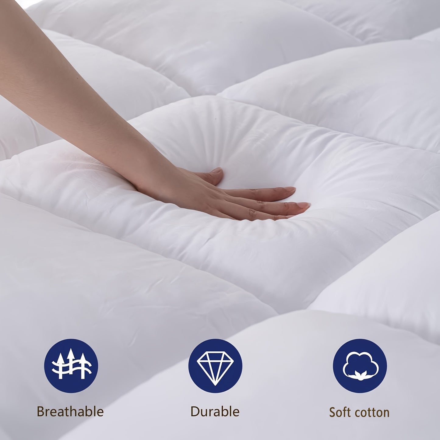 Thick Mattress Topper Queen, Pillow-Top Overfilled 900 GSM Down Alternative Quilted Cooling Pad, 8-24" Deep, Full Size Mattress, Mattress Topper Full Size, Mattress Protector, Portable Folding Mattress, Tri Fold Mattress, Mat