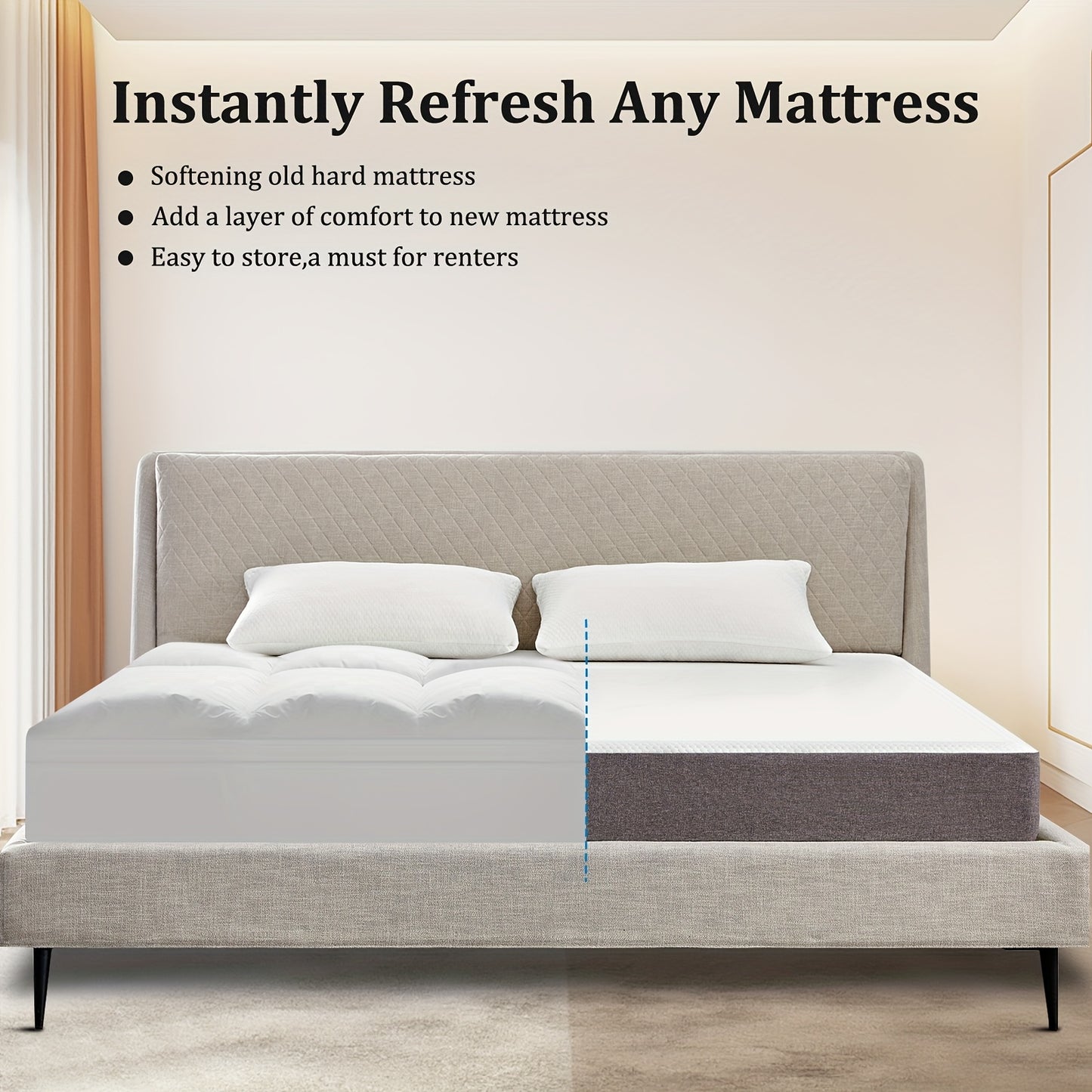 Extra Thick Mattress Padhave A Productive Night'S Sleep, Mattress Topper Cooling Mattress Protector with 8-21 Inch Deep Pocket.1000Gsm