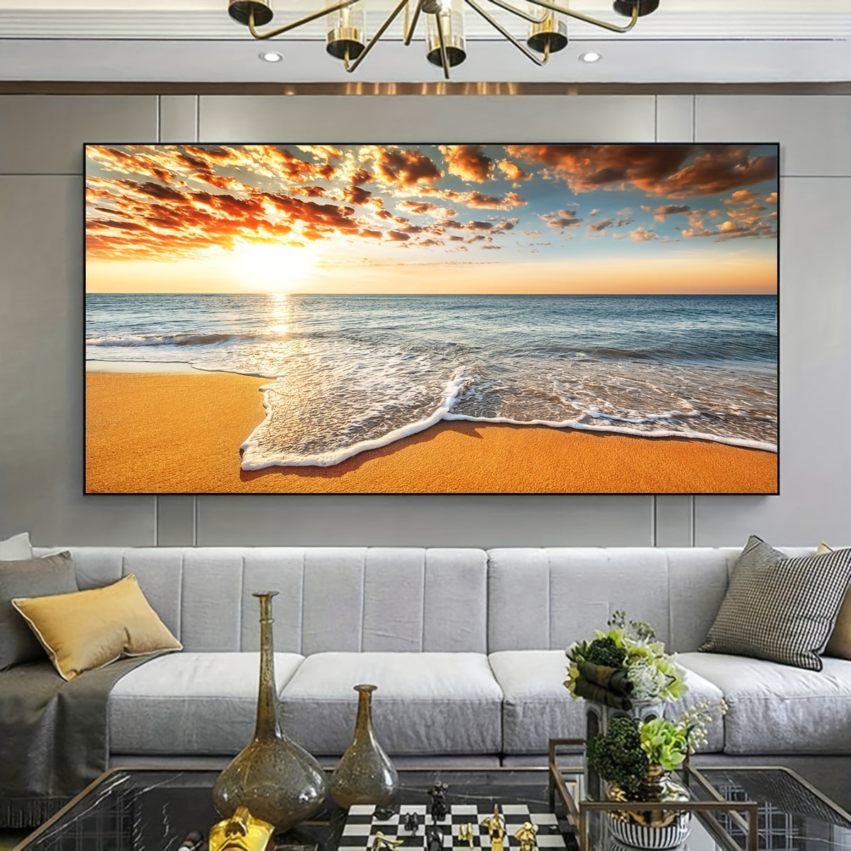 1pc Unframed Canvas Poster, Seaside Scenery Painting, Various Styles Of Scenery, Canvas Wall Art, Artwork Wall Painting for Gift, Bedroom, Office, Living Room, Cafe, Bar, Wall Decor, Home And Dormitory Decoration