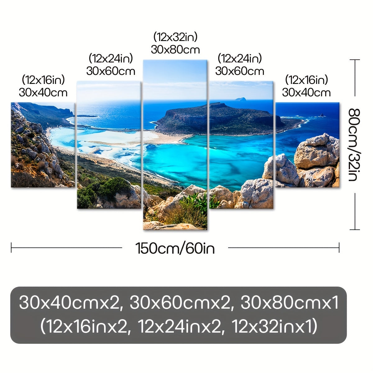 5pcs Frame Nature Seaside Lakes Canvas Poster, Sunrise Sunset Sea View Five Panel Scene Art, Modular Picture, Print Painting, Modern Art, Ideal Decor for Bedroom Living Room Kitchen Dorm, Wall Decoration, Gift for Family Frie