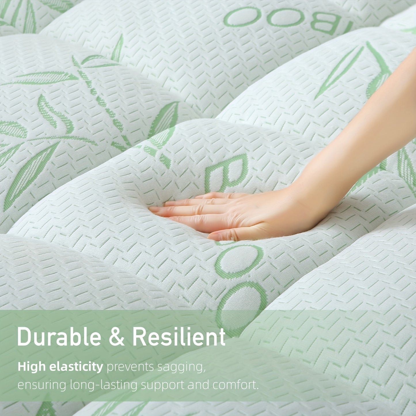 Extra-Thick Bamboo Fiber Pillow Mattress Topper - 1000GSM Cooling Mattress Pad with High Quality & Moisture-Proof Bottom, Breathable & Cool for Immersive Sleep, Offering A Premium Sleep Experience, Soft Mattress Cover with 8"