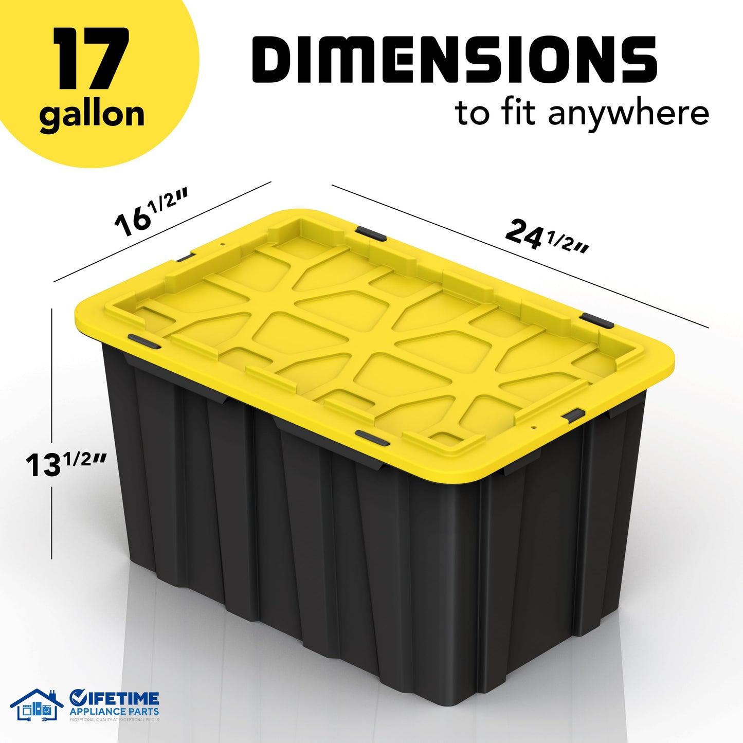 4pcs 17 Gallon/4pcs 23 Gallon/8pcs 12 Gallon Plastic Storage Bin Tote Organizing Container with Ultra Durable Secure Latching Lids, Stackable, Extra Strength Clear with Built In Handle - Black And Yellow