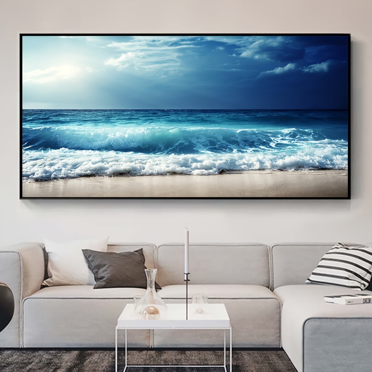 1pc Unframed Canvas Poster, Seaside Scenery Painting, Various Styles Of Scenery, Canvas Wall Art, Artwork Wall Painting for Gift, Bedroom, Office, Living Room, Cafe, Bar, Wall Decor, Home And Dormitory Decoration