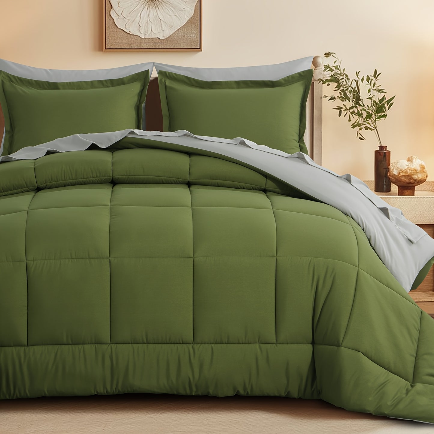 7pcs Ultra-Soft Bed In A Bag, Down Alternative Bedding Sets with All Season Quilted Comforter, Flat Sheet, Fitted Sheet, Pillowcases - Gifts for The Family And Friends, RUIKASI, Machine Washable, Polyester 100, Acrylic 15, Sa