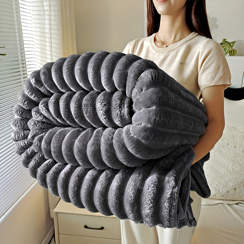 Luxury Faux Rabbit Fur & Sherpa Throw Blanket - Ultra Soft Double-Sided 380GSM Weighted Blanket for Bedroom, Living Room & Camping, Machine Washable All-Season Heating Cover with Gift Box, Hypoallergenic Cozy Home Decor for A