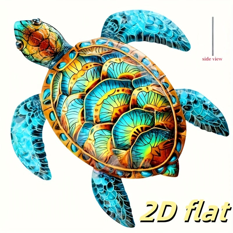2D Flat, 2D flat-1pc, metal turtle wall art, coastal turtle decoration, 2D metal wall decoration, suitable for home, garden, and wall decoration, 2D Flat
