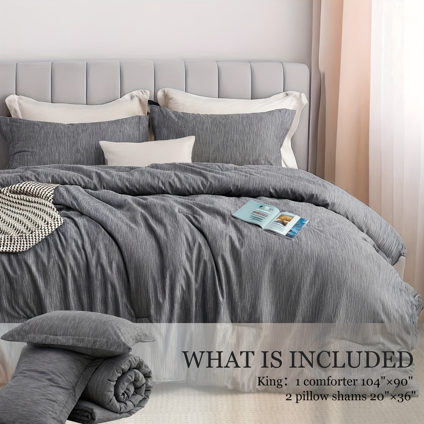 Twin/Full/Queen/King Size Comforter Set - 3pcs Beige Bedding Set for All Seasons, Light Luxury And Minimalist Style Design Bed in a Bag with 1 Comforter, 2 Pillowcases, Perfect Gift for Family And Friend