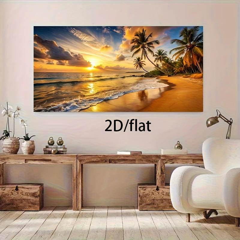 2D/flat 1pc 27.55inch*55.11in/70cm*140cm Frameless Modern The Golden Sunset Canvas Poster for Bedroom and Living Room Decoration Cuadros No Frame