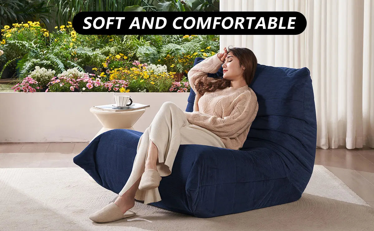 Adult Bean Bag Chair Memory Foam Togo Sofa Lazy Floor Sofa Ergonomically Designed Fireplace Chair for Living Room and Bedroom