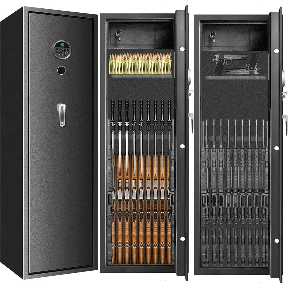 7-8 Fireproof Biometric Gun Safe Heavy Duty Anti-Theft Long Rifle And Pistol Storage Case for Home Security