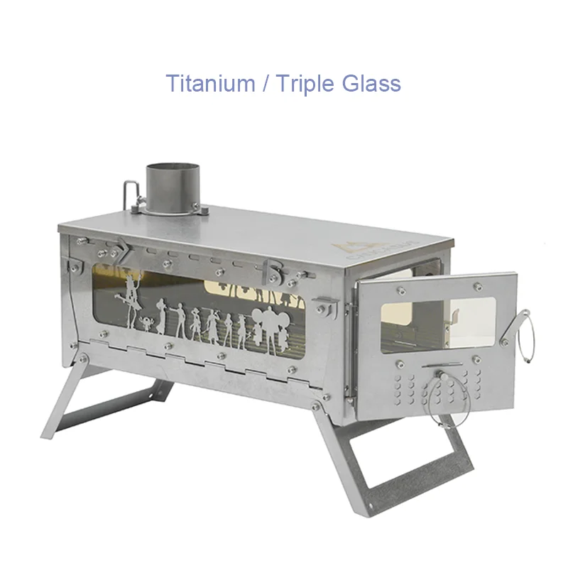 One Piece Folding Stainless Steel & Titanium Wood Burning Camping Stove ā Portable Outdoor Fire Pit for BBQ, Hiking, Picnic, Sur