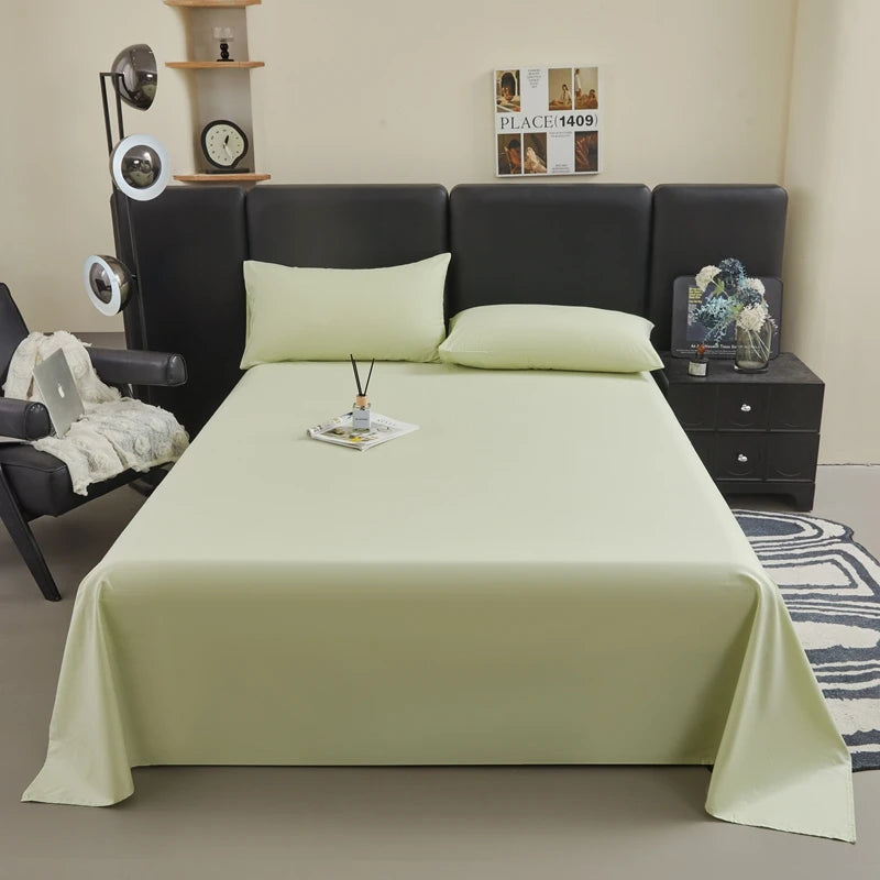 WOSTAR Summer pure cotton flat bed sheet set 180x200 cozy 3-piece bedroom couple 2 seater bed linens luxury double bed king size