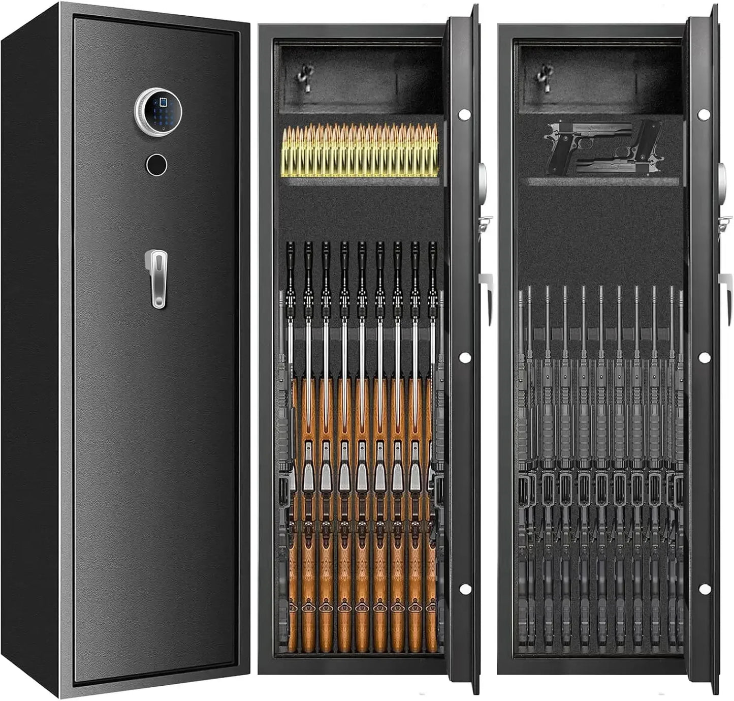 7-8 Fireproof Biometric Gun Safe Heavy Duty Anti-Theft Long Rifle And Pistol Storage Case for Home Security