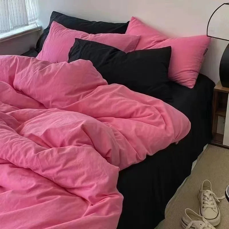 Ins Princess Pink Heart Duvet Cover Set Pillowcase Bed Sheet Kids Girls Bedding Set Queen Twin Cute Kawaii Quilt Cover No Filler