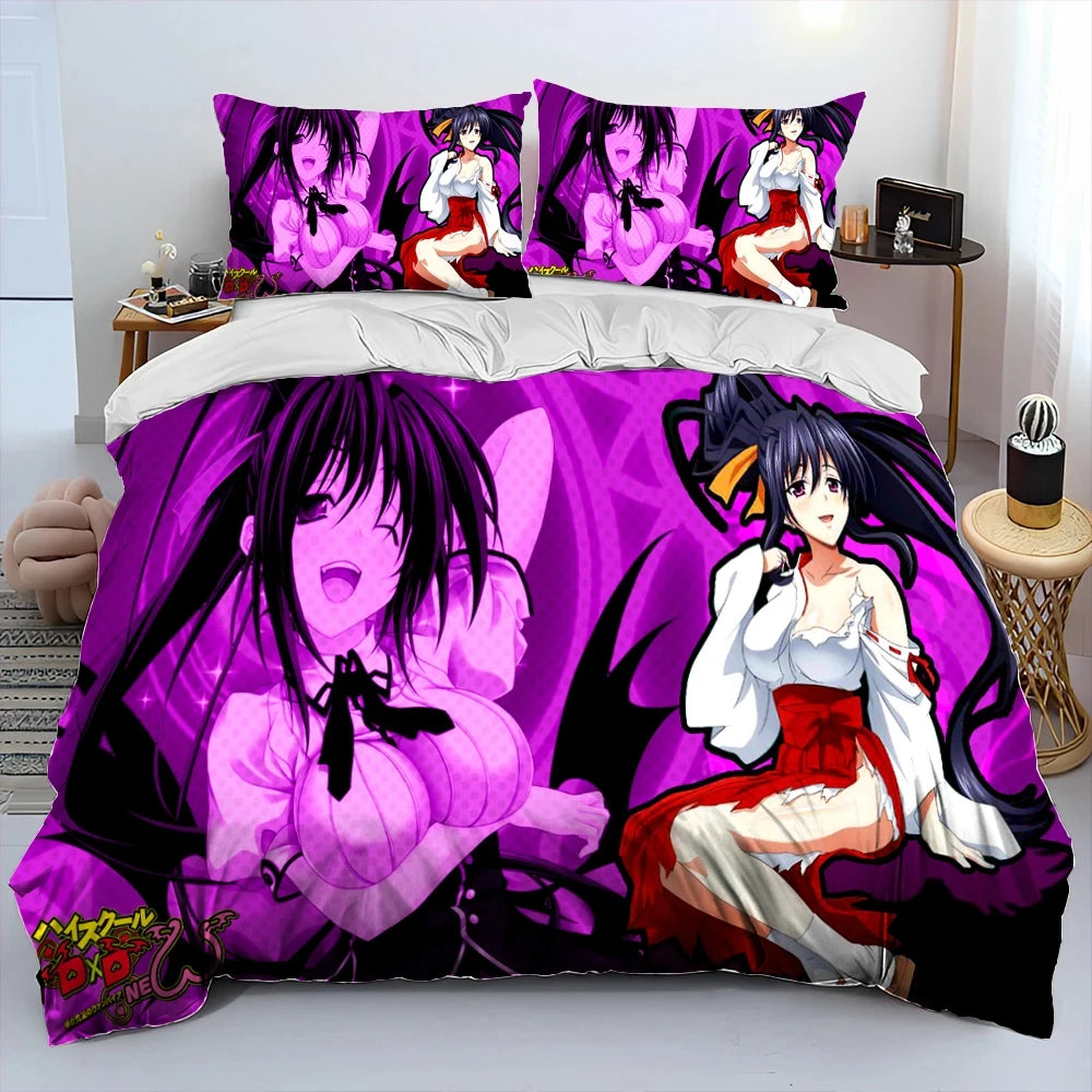 Sexy Girl High School DxD Anime Bedding Set Duvet Cover Bed Set Quilt Cover Pillowcase Comforter king Queen Size Boys Adult
