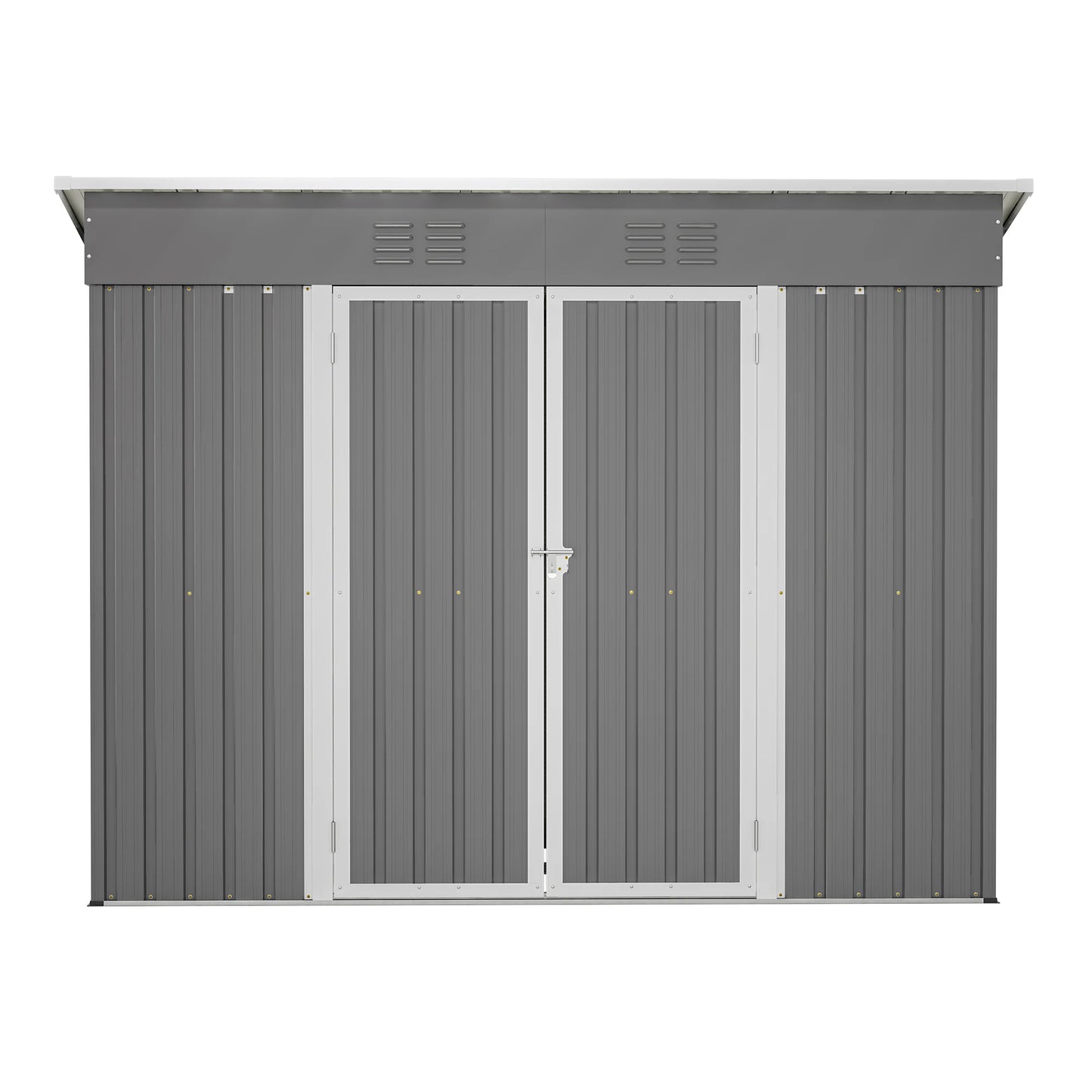 LZBEITEM 4' x 8' Metal Outdoor Storage Shed, Lean to Storage Shed, Garden Tool Storage House with Lockable Door and 2 Air Vents