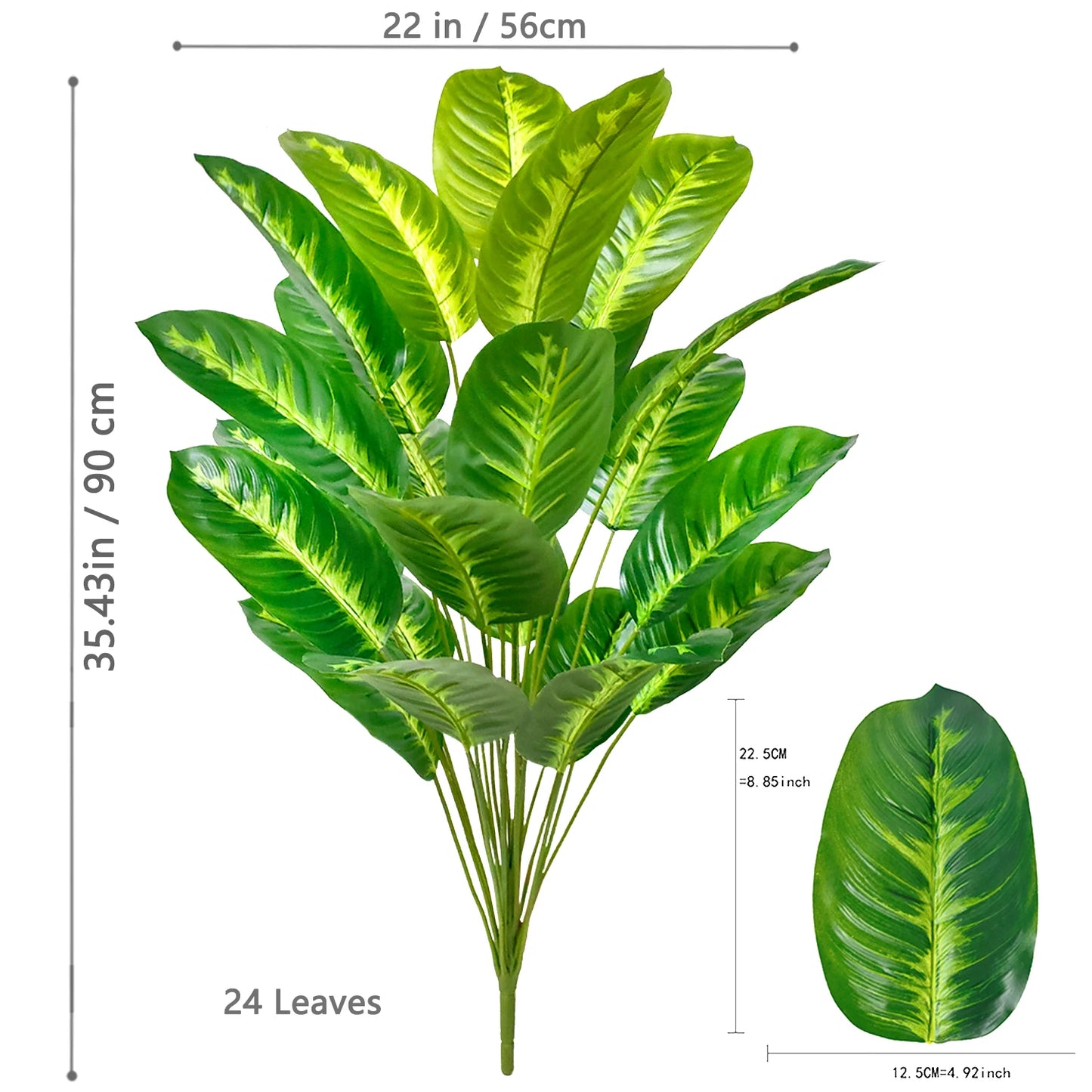 66-125cm 24 Leaf Large Tropical Palm Tree Fake Banana Plant Leaves Real Touch Strelitzia Reginae Plastic Plant for Home Garden