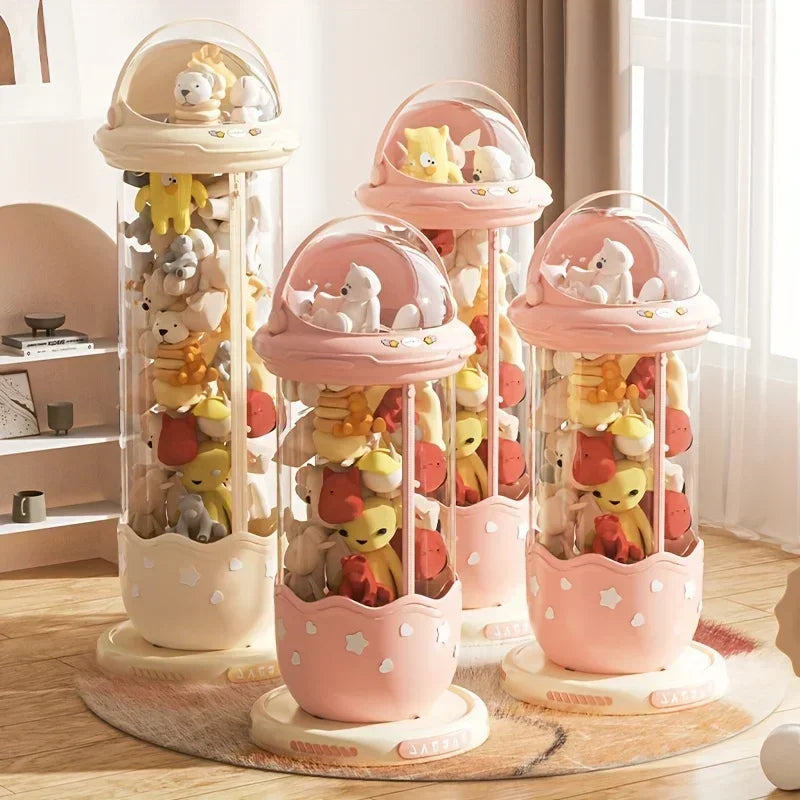 Astronaut Doll Storage Box Children's Plush Toys Storage Boxes Transparent Plastic Stuffed Home Storage Organization Zipper Bin