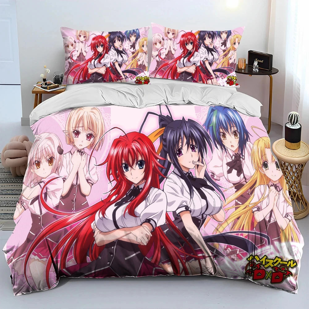 Sexy Girl High School DxD Anime Bedding Set Duvet Cover Bed Set Quilt Cover Pillowcase Comforter king Queen Size Boys Adult
