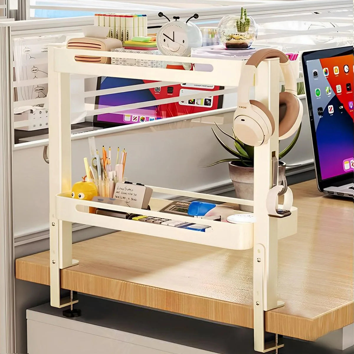 2Layer Desktop Storage Shelf Office Table Stationery Bookshelf Rak Desktop 0rganizer Meja Desktop Organizing Rack