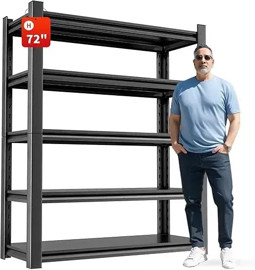 Metal Garage Storage Shelving Unit, 5-Tier Heavy Duty Adjustable Utility Shelves, Industrial Steel Shelving for Garage