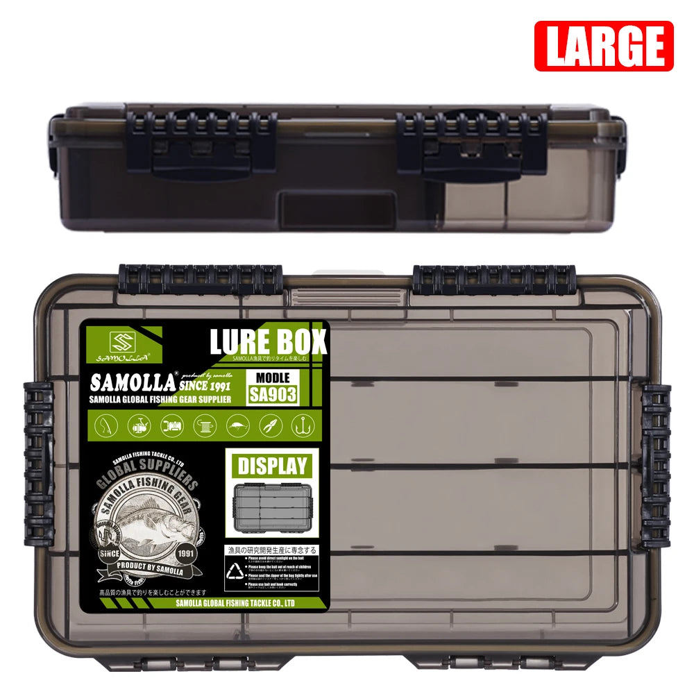 SAMOLLA New large Waterproof Fishing Tackle Box, Fish Hook Fishing Lure Bait Storage Case Portable Fishing Gear Accessorie