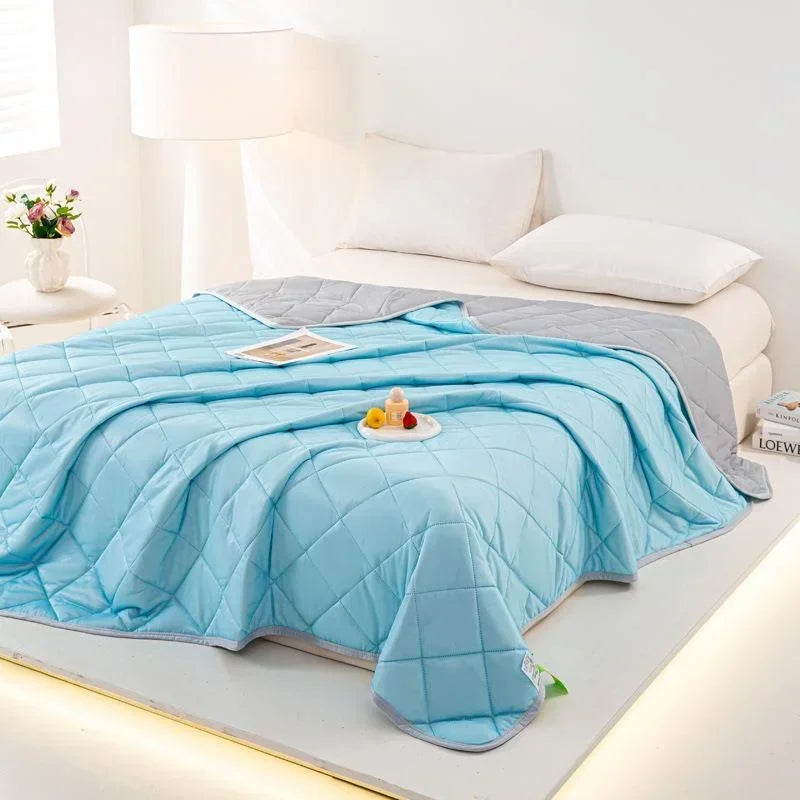 Air Condition Summer Blanket Washable Ice Silk Cold Feeling Quilt Lightweight Breathable Cooling Kids Adults Bedroom Quilts 여름이불