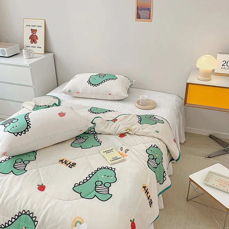 Summer Quilt, Fresh Cartoon Dinosaur Bedding Quilt For All Season, Soft Comfortable Quilt Decor - Pillowcase Not Include