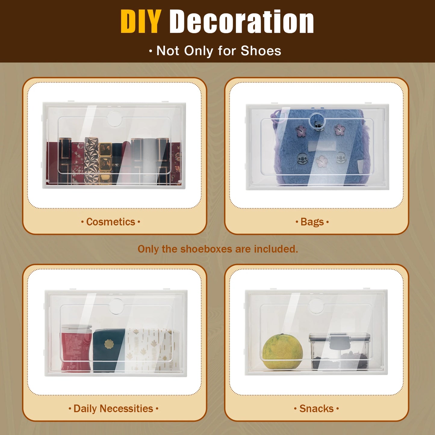 24 pcs Thick Transparent Shoe Box Simple Plastic Drawer Style Stackable Box Dustproof Free Combination Rack