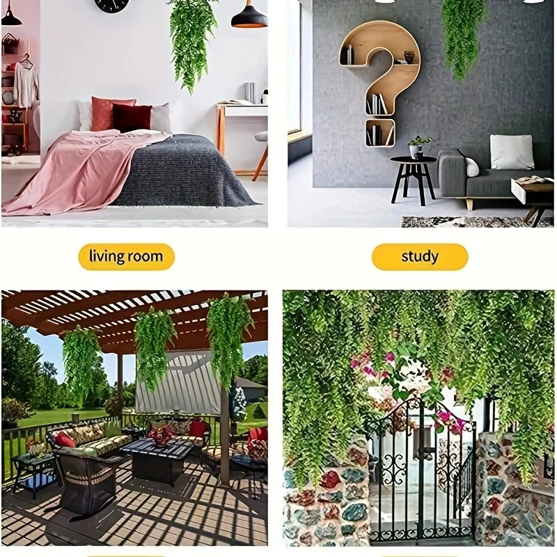 Artificial Hanging Plants for Wall Decoration, Fake Rattan Hanging Plants, Ivy Green Garland, Persian